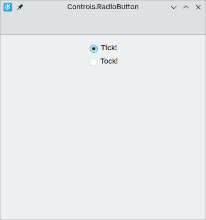 A window showing two radio buttons where only one radio button can be ticked at the same time