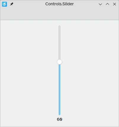 A window showing a vertical slider with its current value underneath it