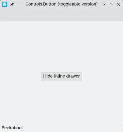 A window containing a toggleable button "Hide inline drawer" in the center which when toggled hides the "Peekaboo" inline drawer