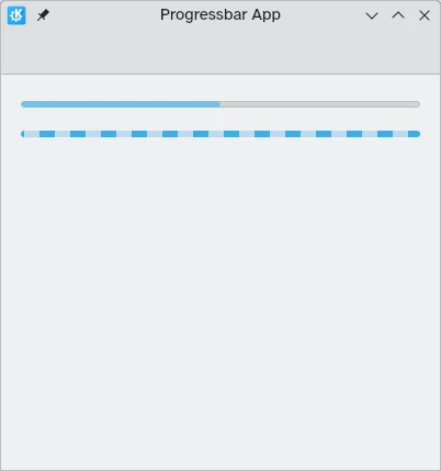 Acima: barra de progresso nos 50%; abaixo: barra de progresso indeterminada